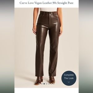 Abercrombie & Fitch Curve Love Vegan Leather 90s Straight Pant (27 Regular)